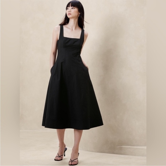 NWT! Banana Republic White Natalia Square-Neck Midi Dress - Size 14♟️ - Picture 4 of 9